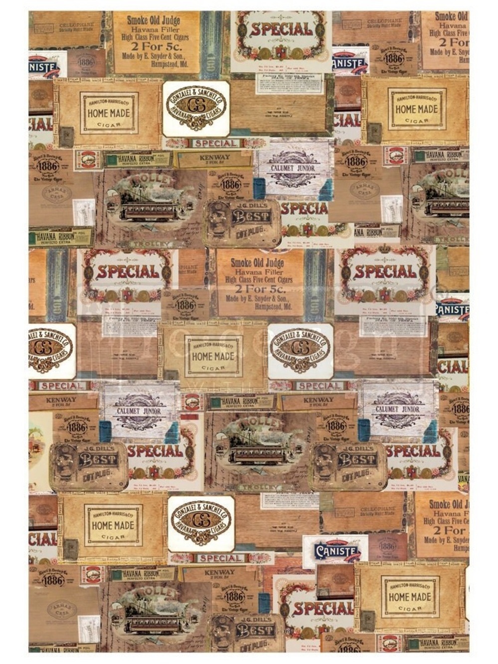 Redesign with Prima Transfer | VINTAGE CIGAR BOX | RARE (retired) | 22” x 32”